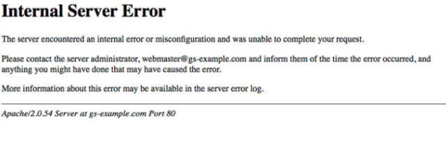 internal server error画面