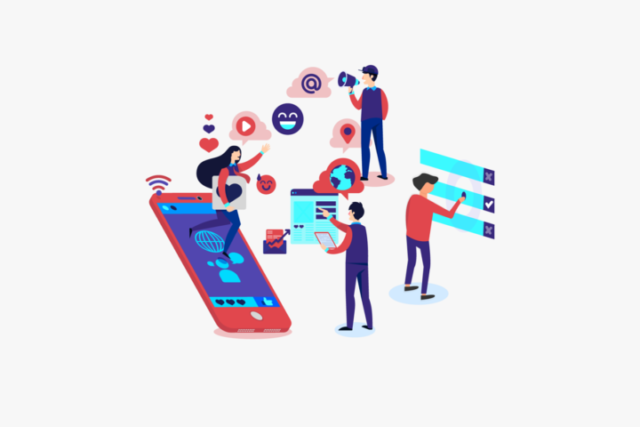 スマホや複数のメディアイラスト